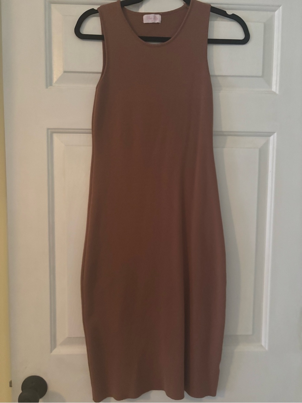 Pink Lily Brown Sleeveless Midi Bodycon Dress